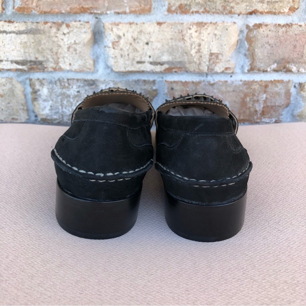 True Ivy Leather Black Ally Nubuck Studds Details Penny Slip On Loafer 8M - Picture 6 of 15